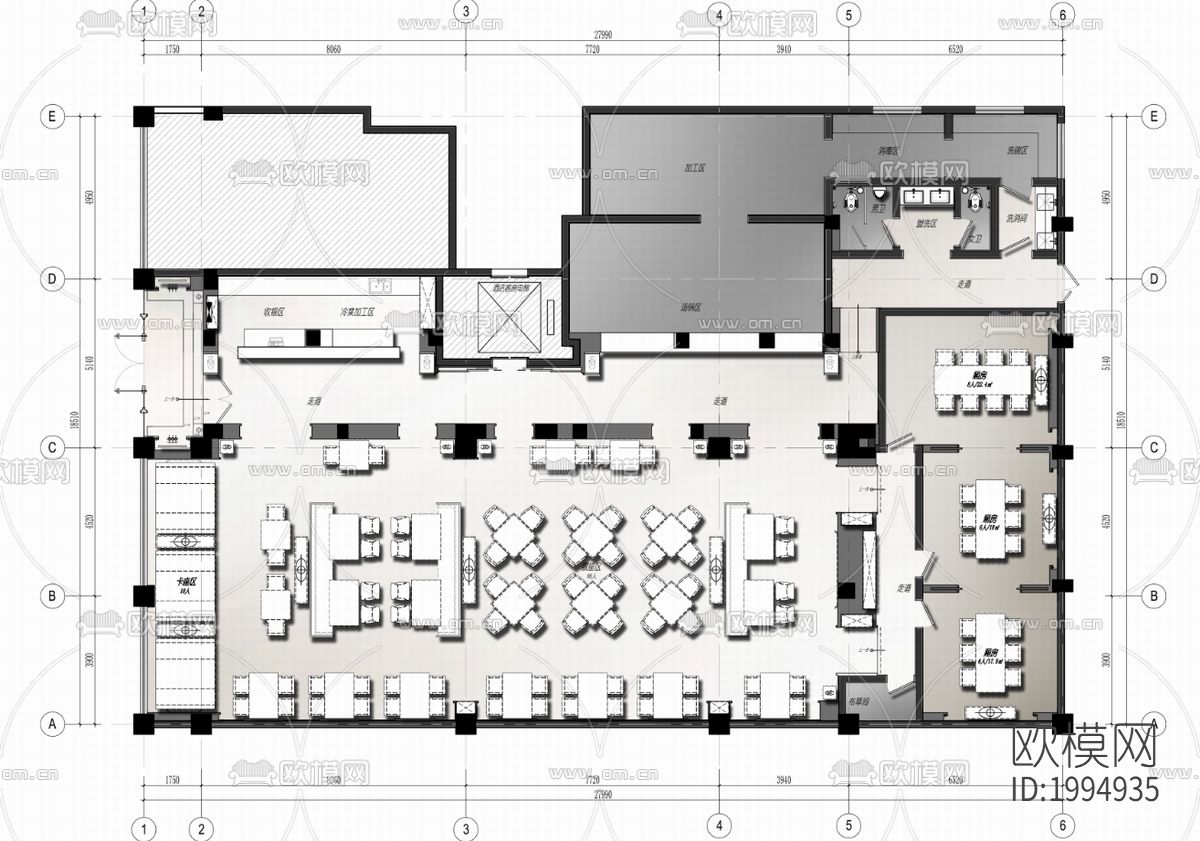面馆cad施工图下载（渲染图2）