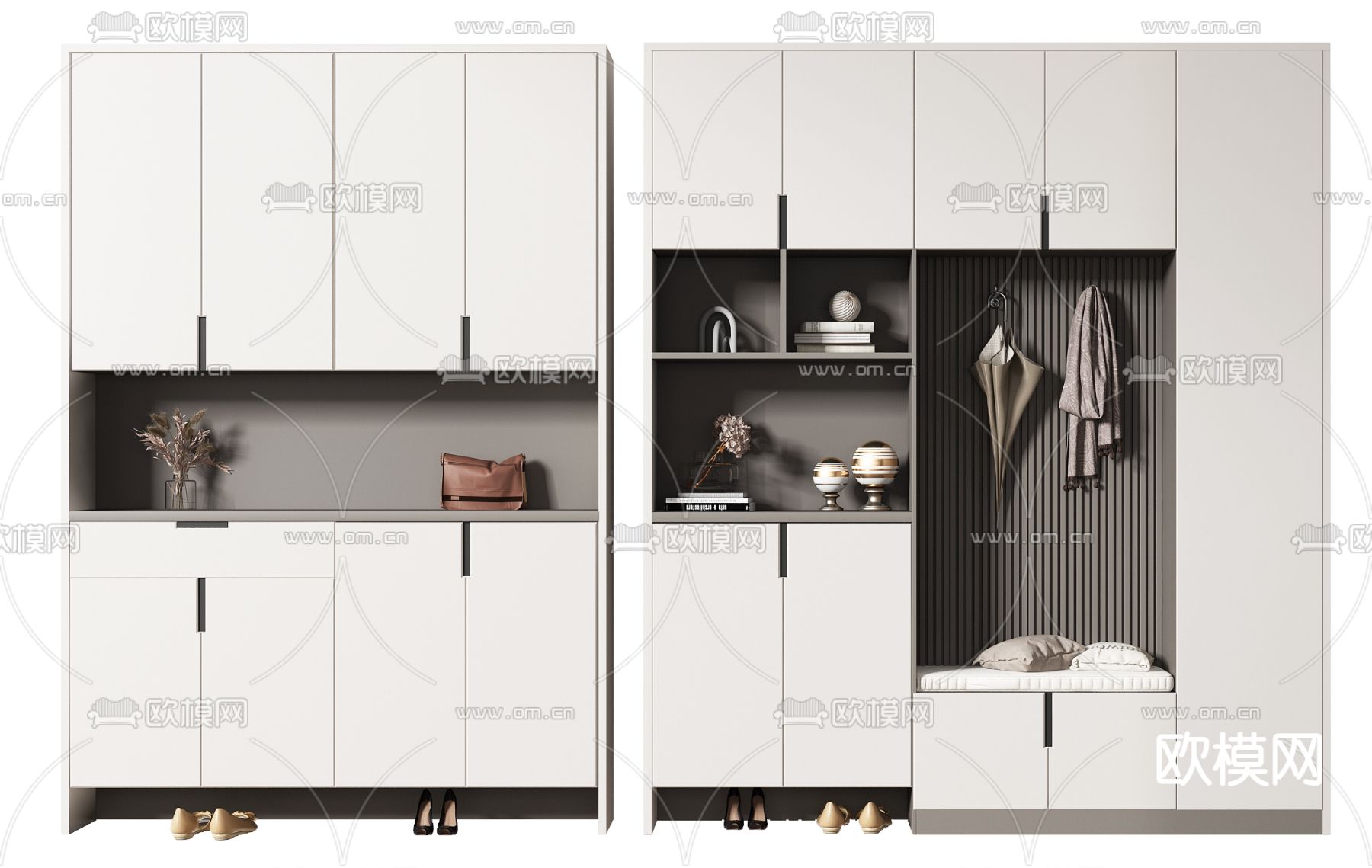 现代玄关鞋柜su模型下载（渲染图1）