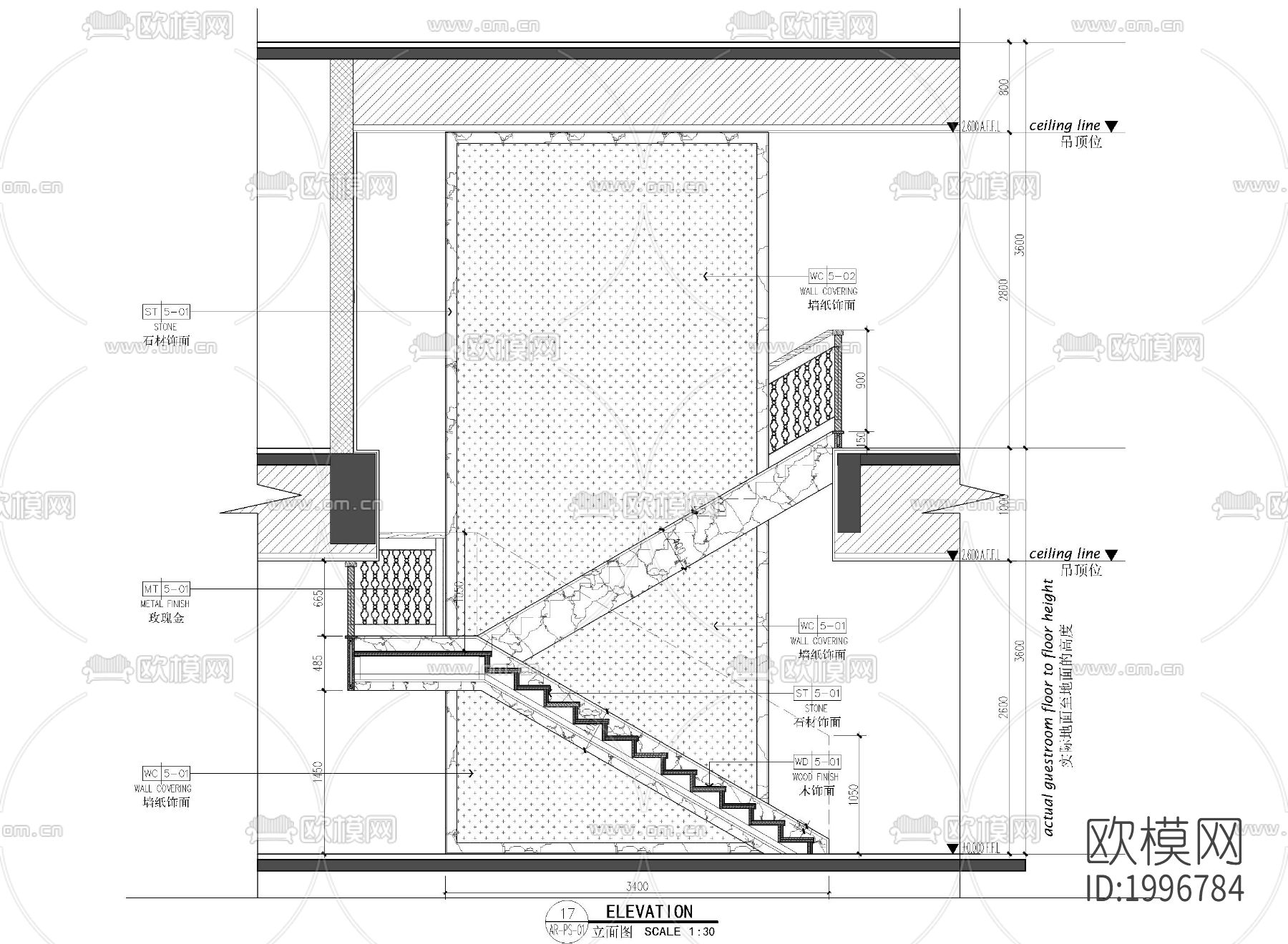 总统套房cad施工图下载（渲染图5）