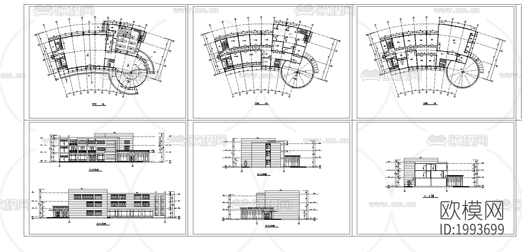 多层饭店建筑cad施工图下载（渲染图1）