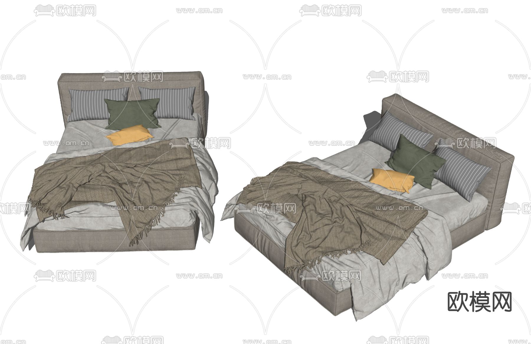 现代儿童床su模型下载（渲染图2）