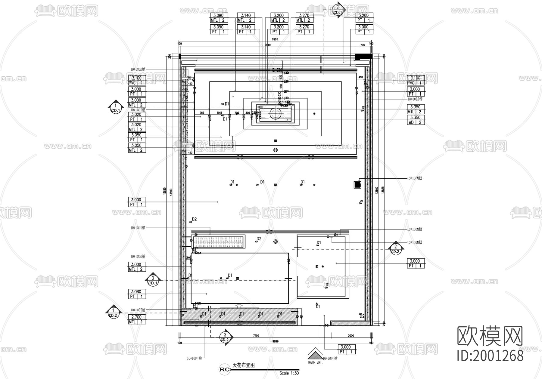 140㎡大平层家装cad施工图下载（渲染图8）