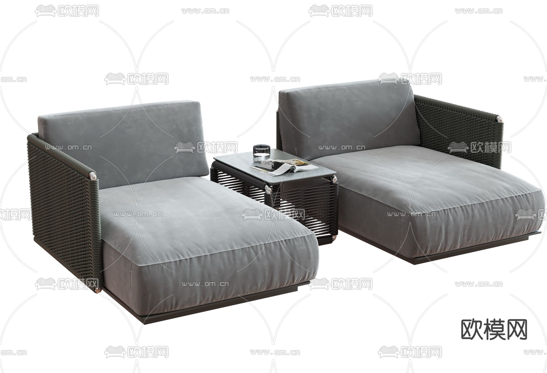 现代布艺户外沙发3d模型下载