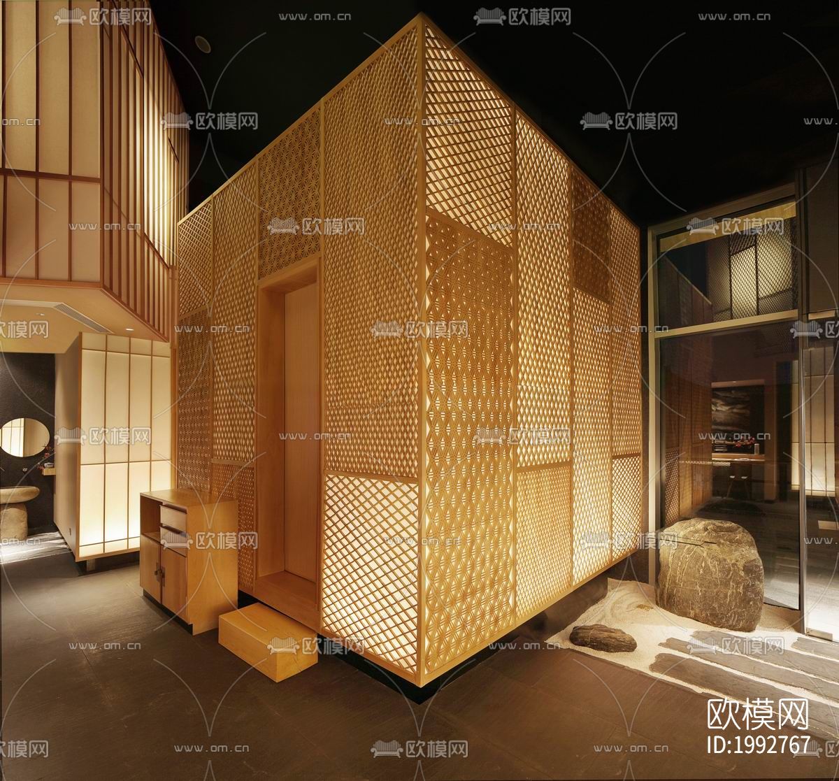 成都大德餐厅日式料理cad施工图下载（渲染图4）