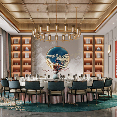  新中式包厢su模型 