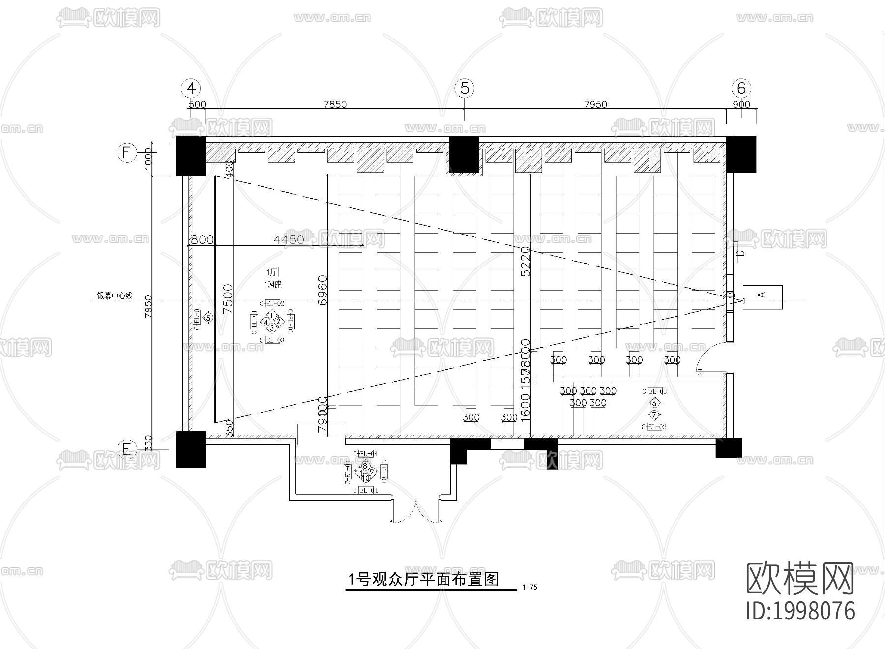 某影视城电影院cad施工图下载（渲染图7）