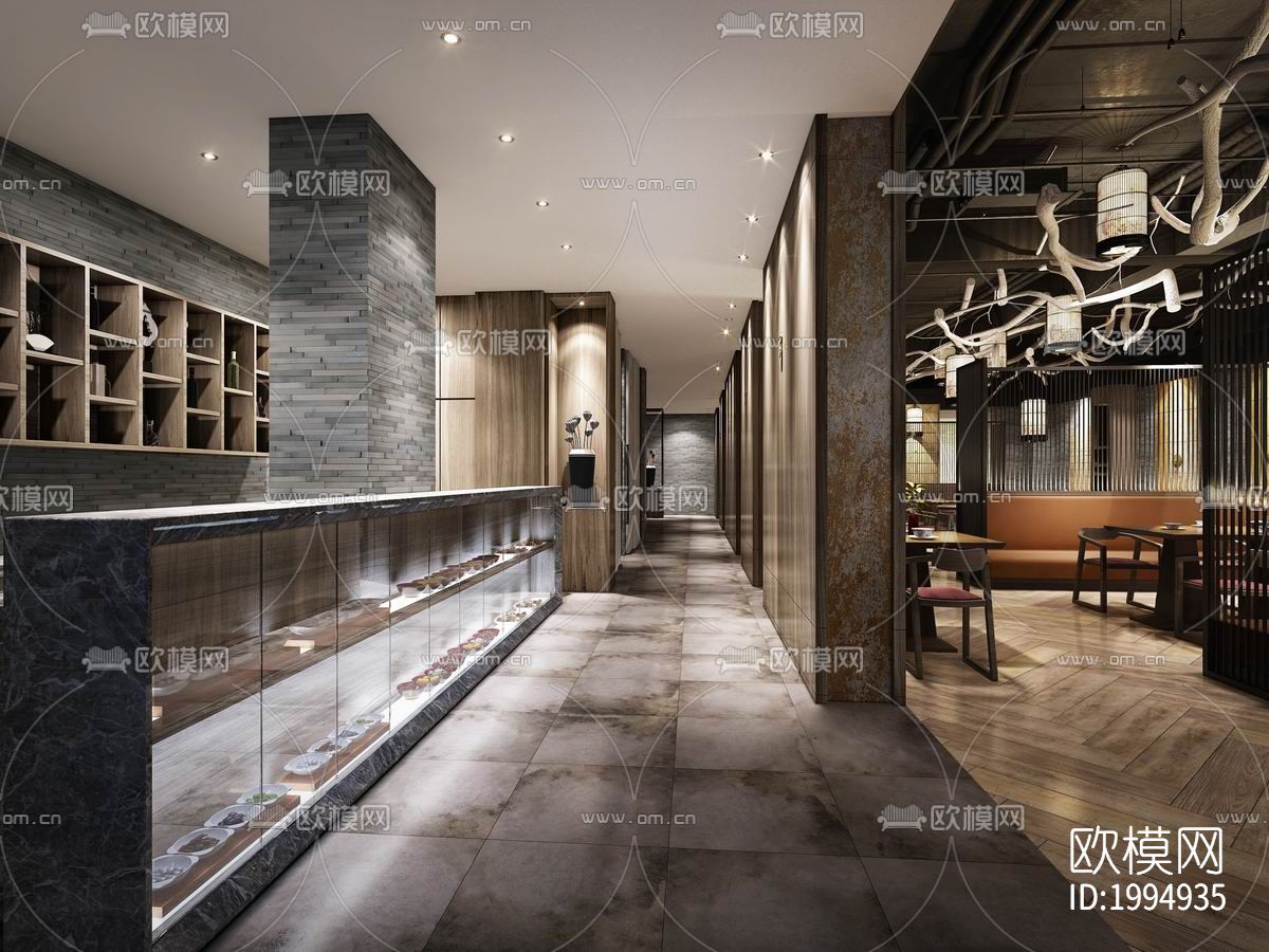 面馆cad施工图下载（渲染图7）