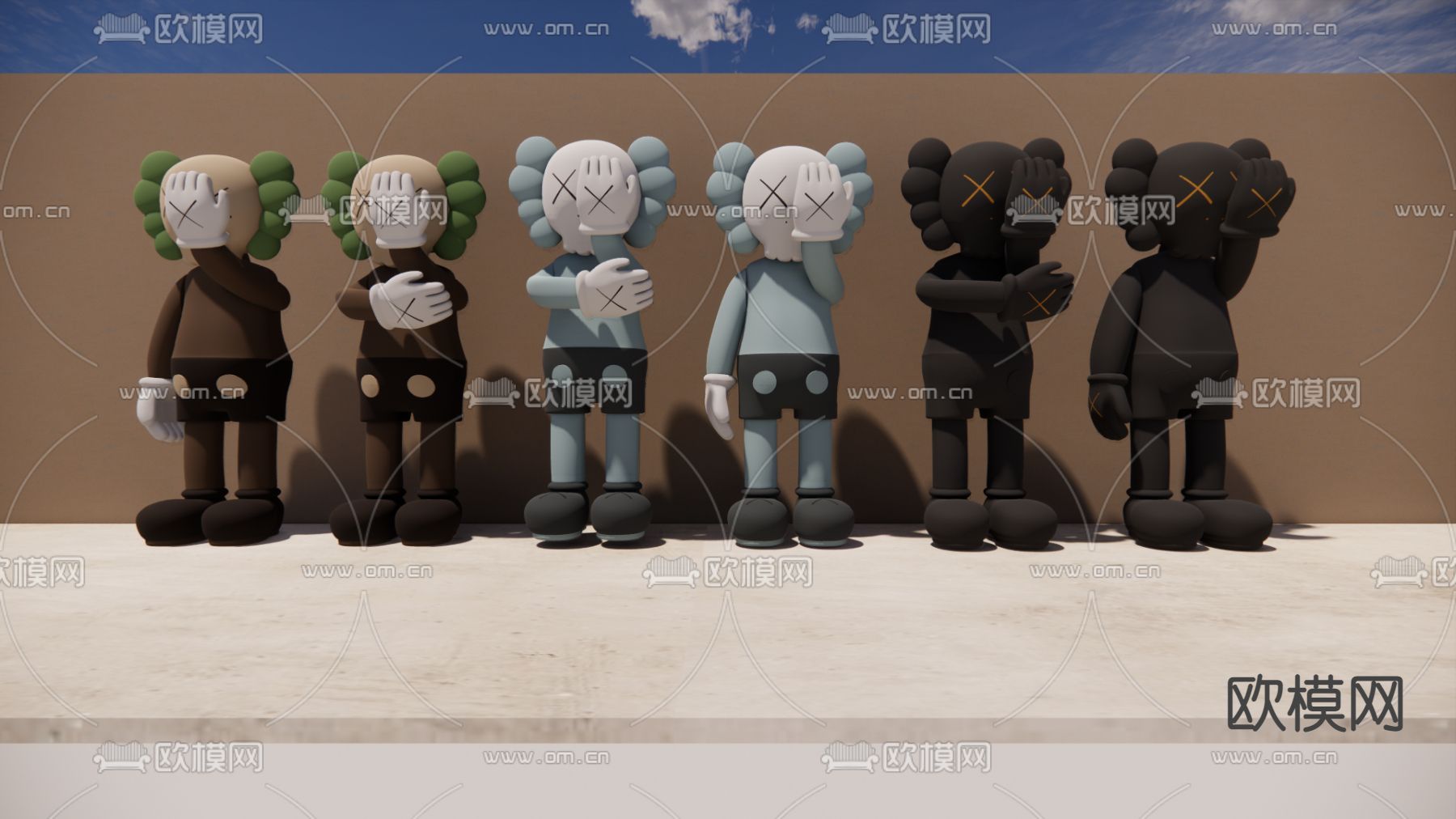 现代Kaws公仔摆件su模型下载