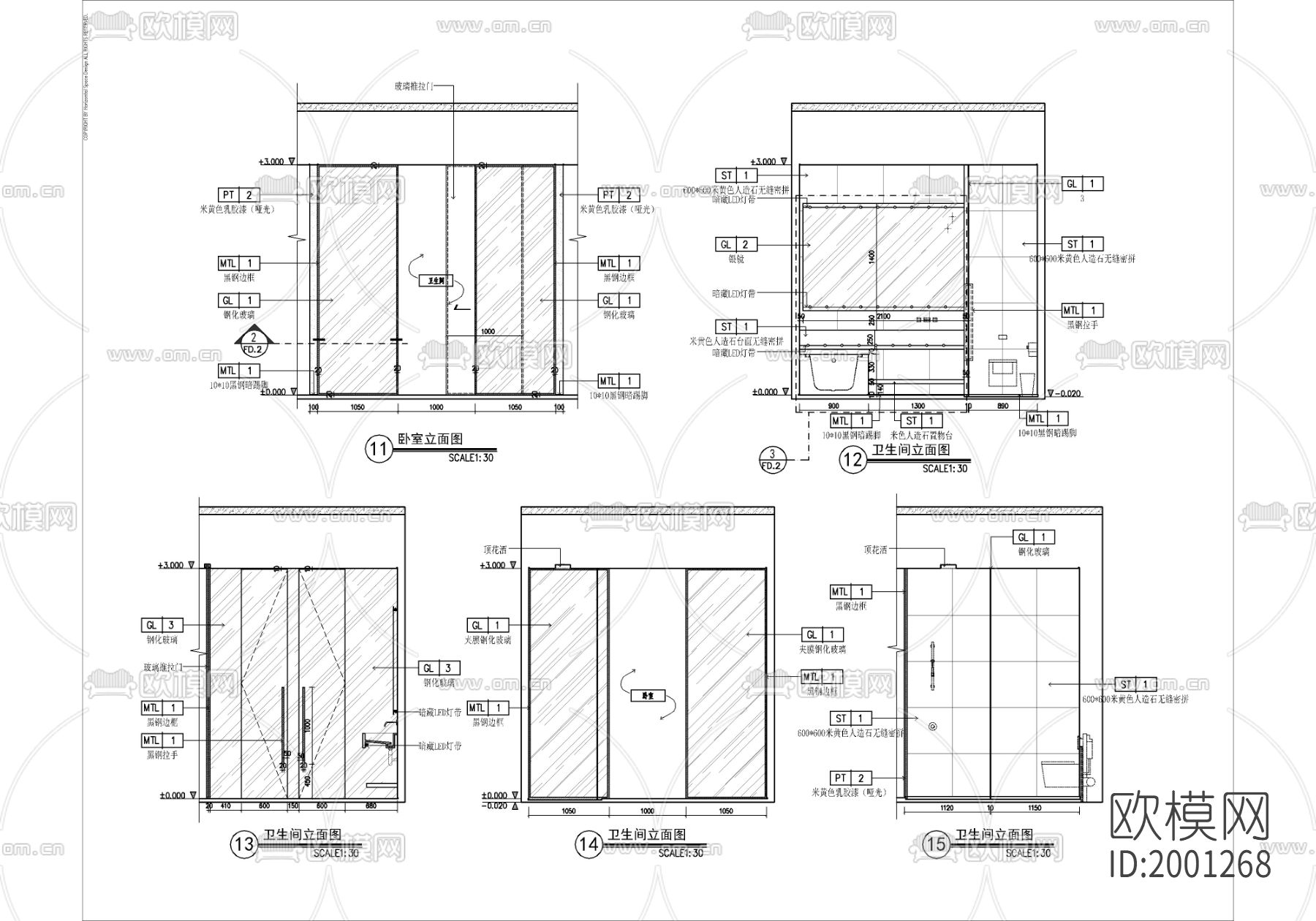 140㎡大平层家装cad施工图下载（渲染图5）