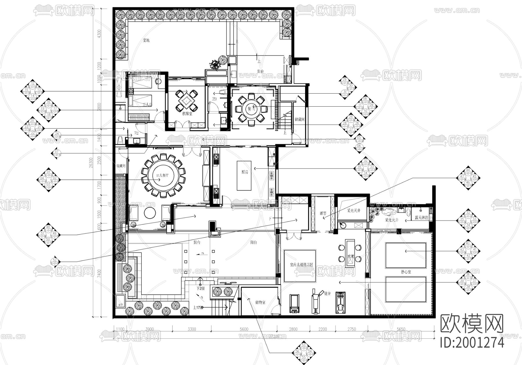 三层别墅cad施工图下载（渲染图1）