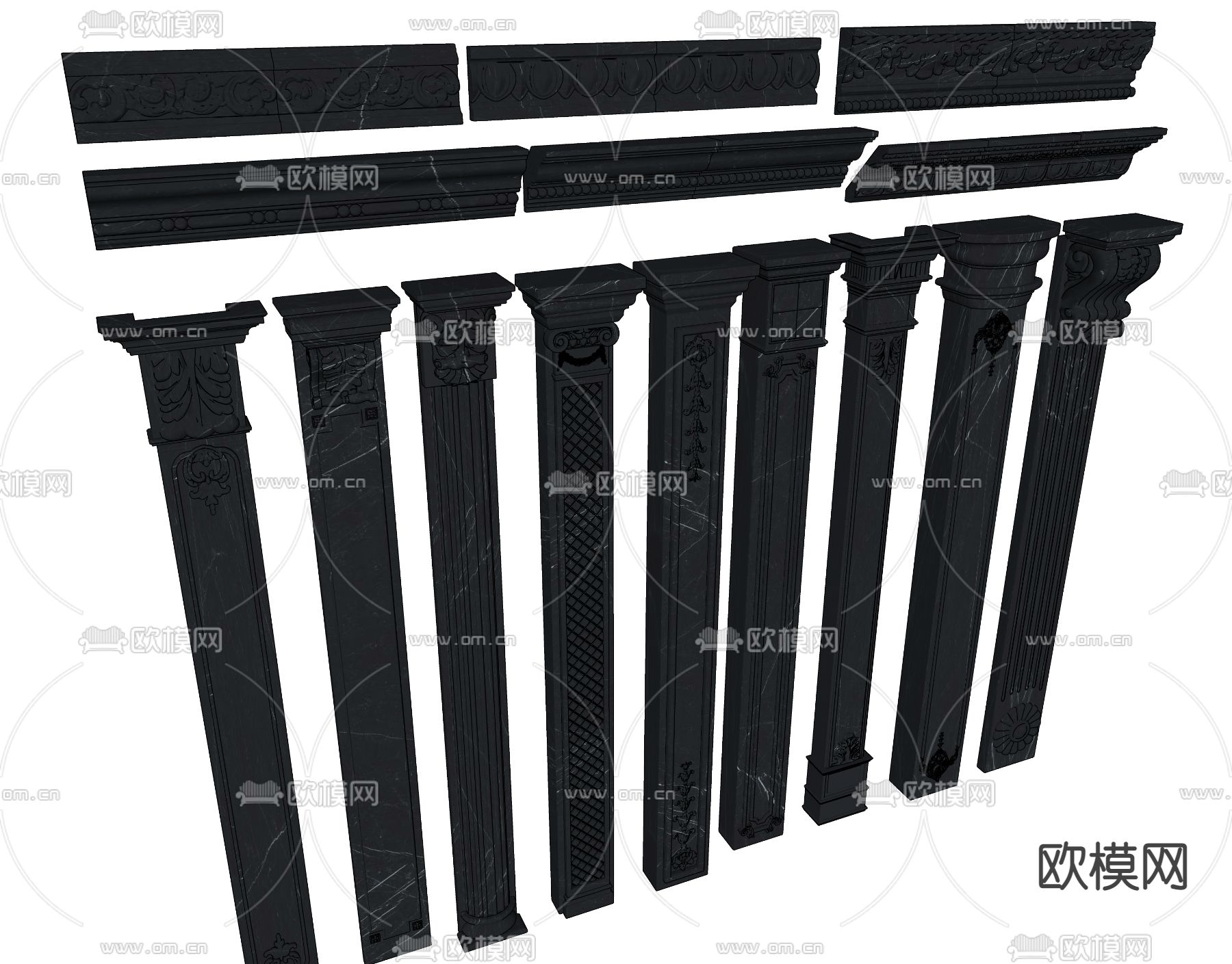 欧式雕花柱子su模型下载（渲染图3）
