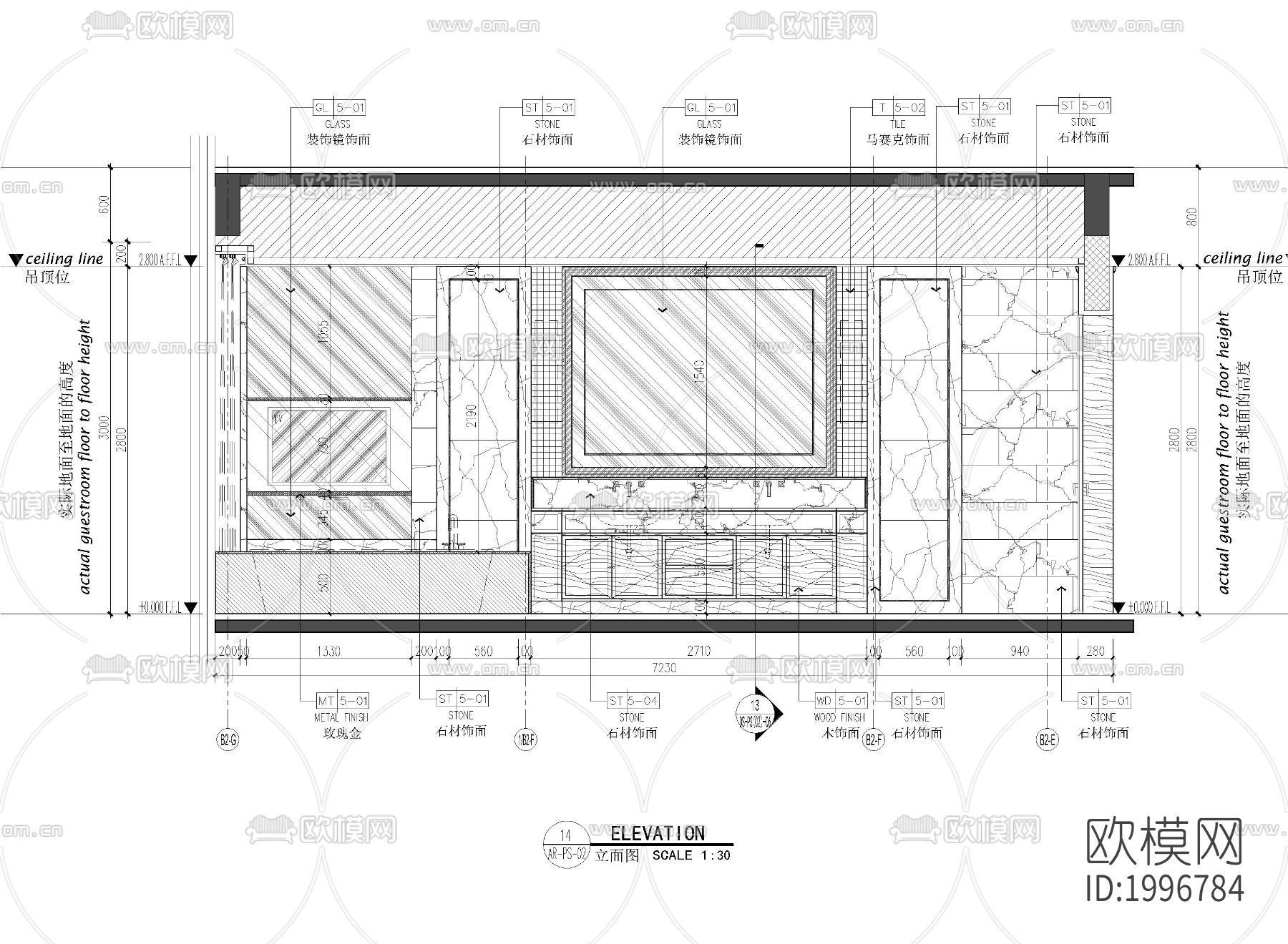 总统套房cad施工图下载（渲染图10）