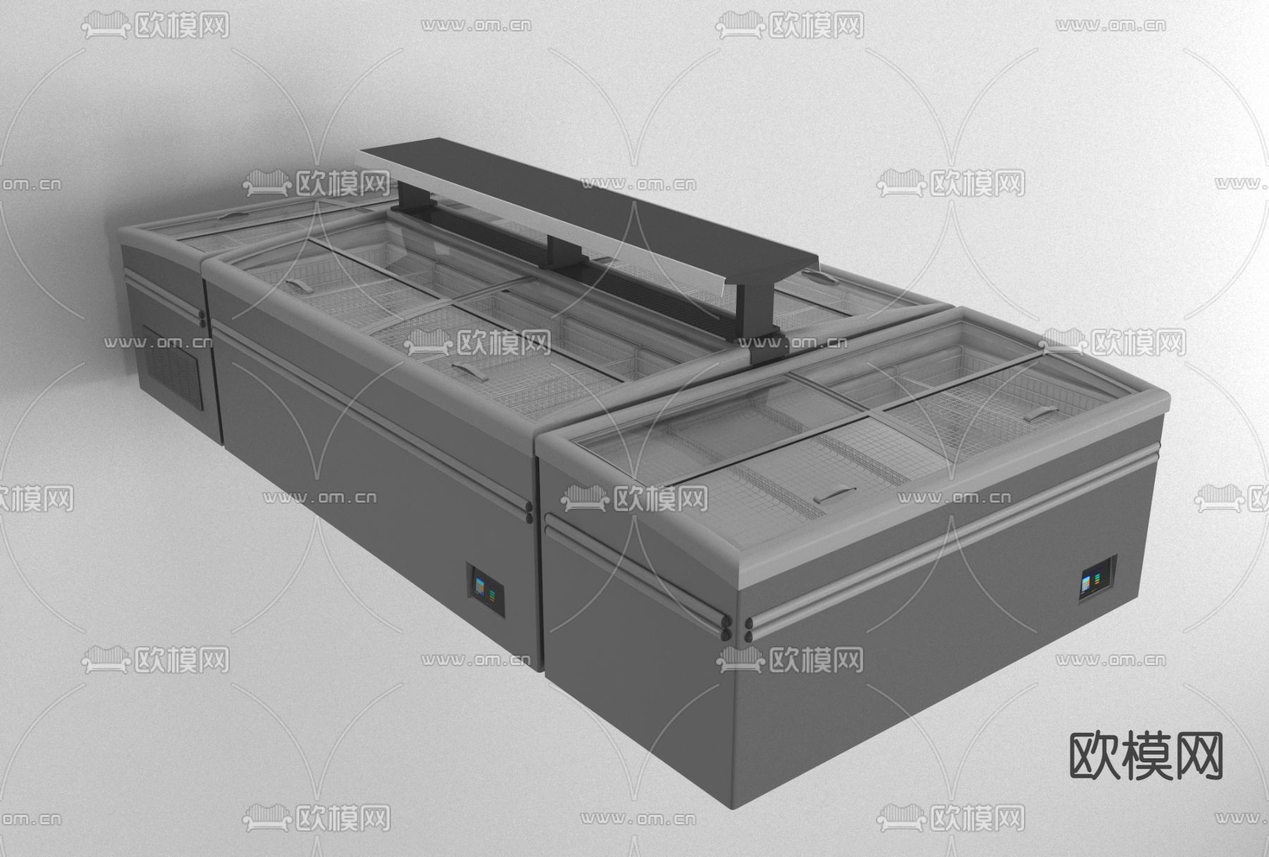 现代厨房冰柜免费3d模型下载