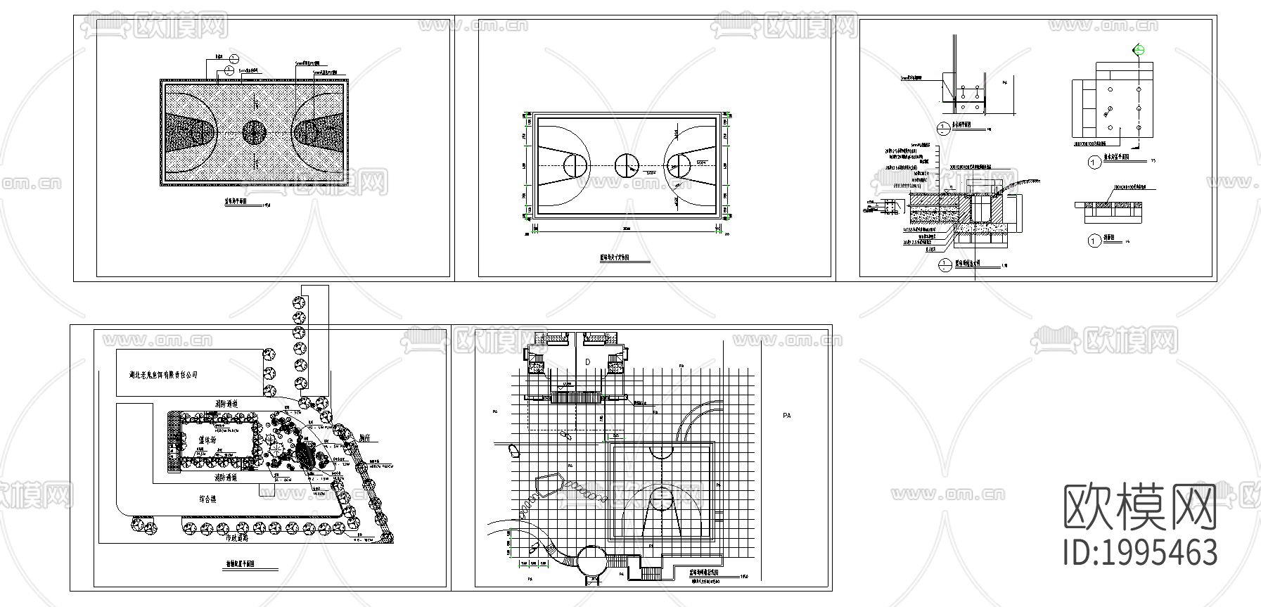 篮球场cad施工图下载（渲染图1）