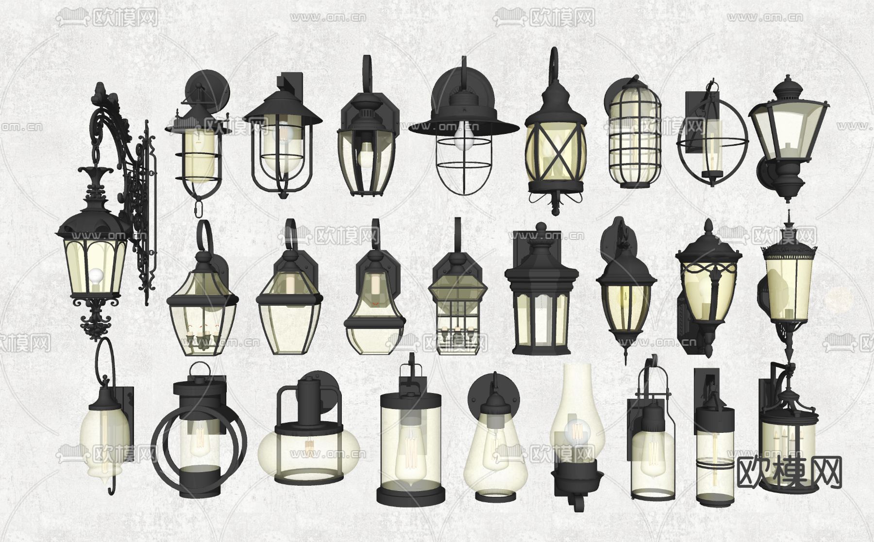 欧式铁艺壁灯su模型下载（渲染图1）