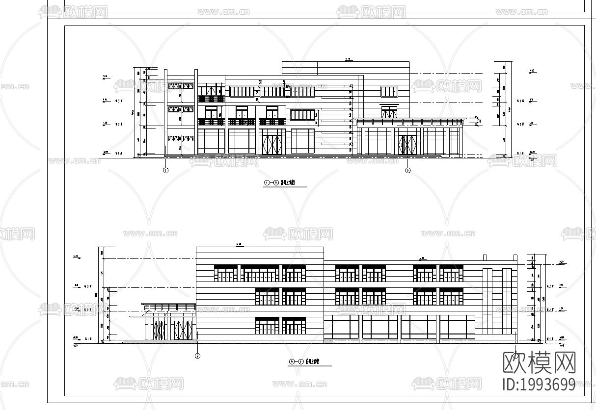 多层饭店建筑cad施工图下载（渲染图2）