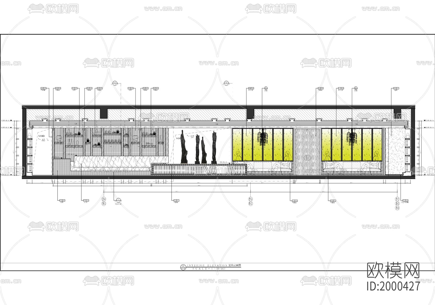 700㎡茶楼棋牌室cad施工图下载（渲染图5）