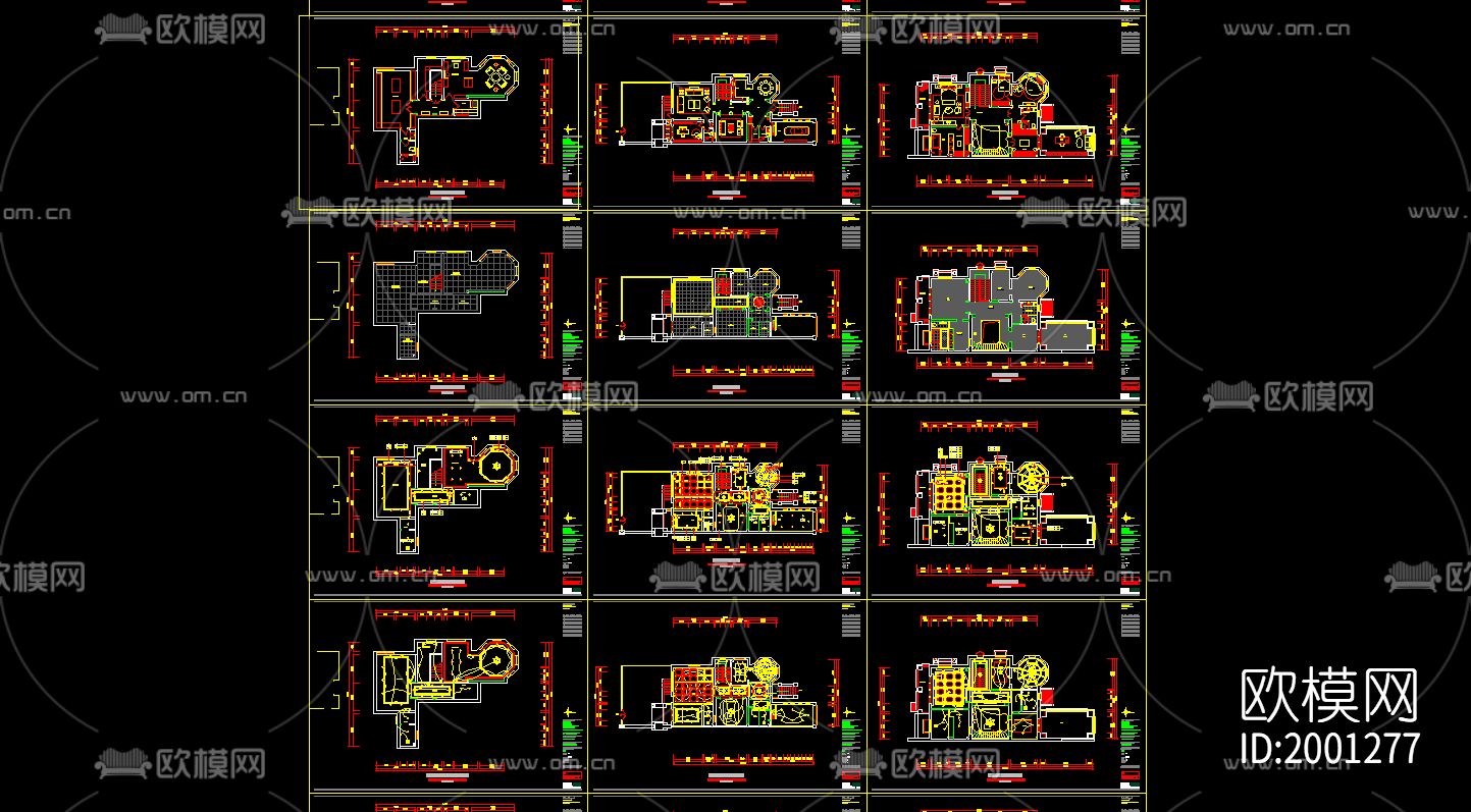 三层高端别墅cad施工图下载（渲染图10）