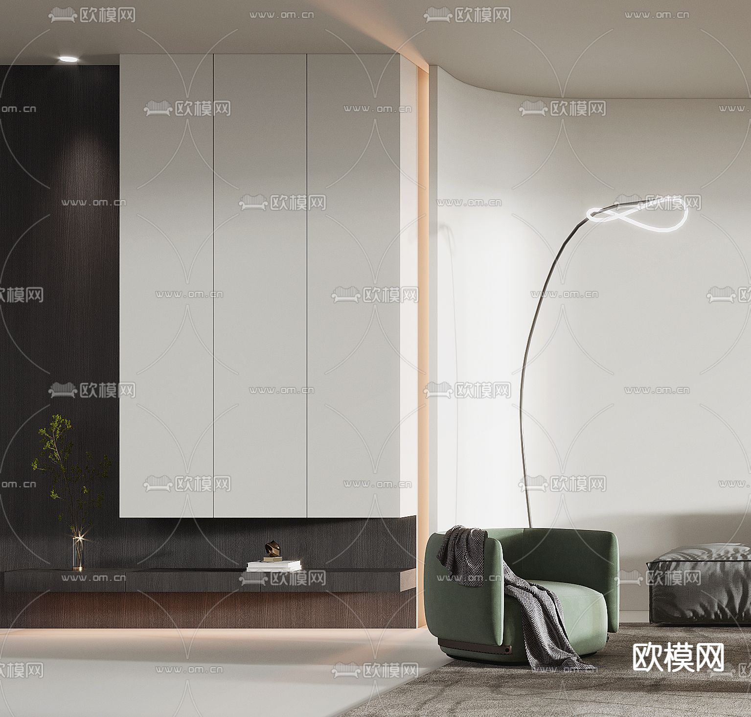 现代客厅3d模型下载（渲染图4）