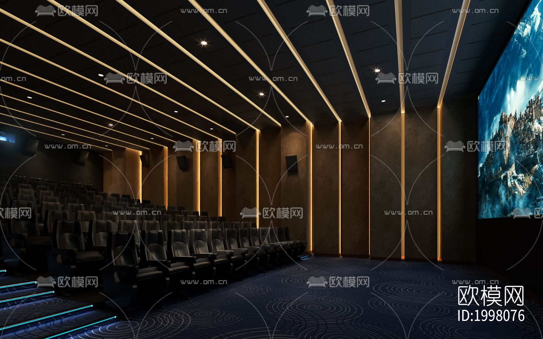 某影视城电影院cad施工图下载（渲染图2）