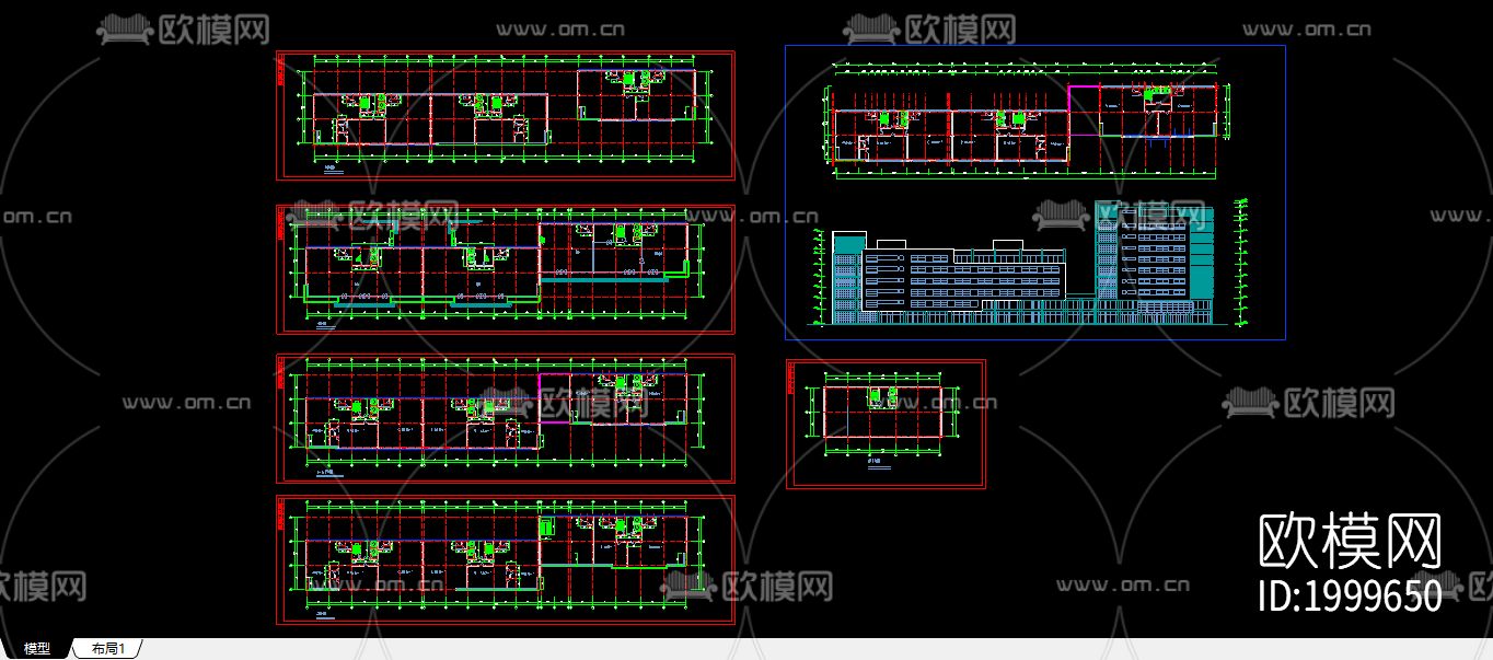 商住楼建筑cad施工图下载（渲染图1）