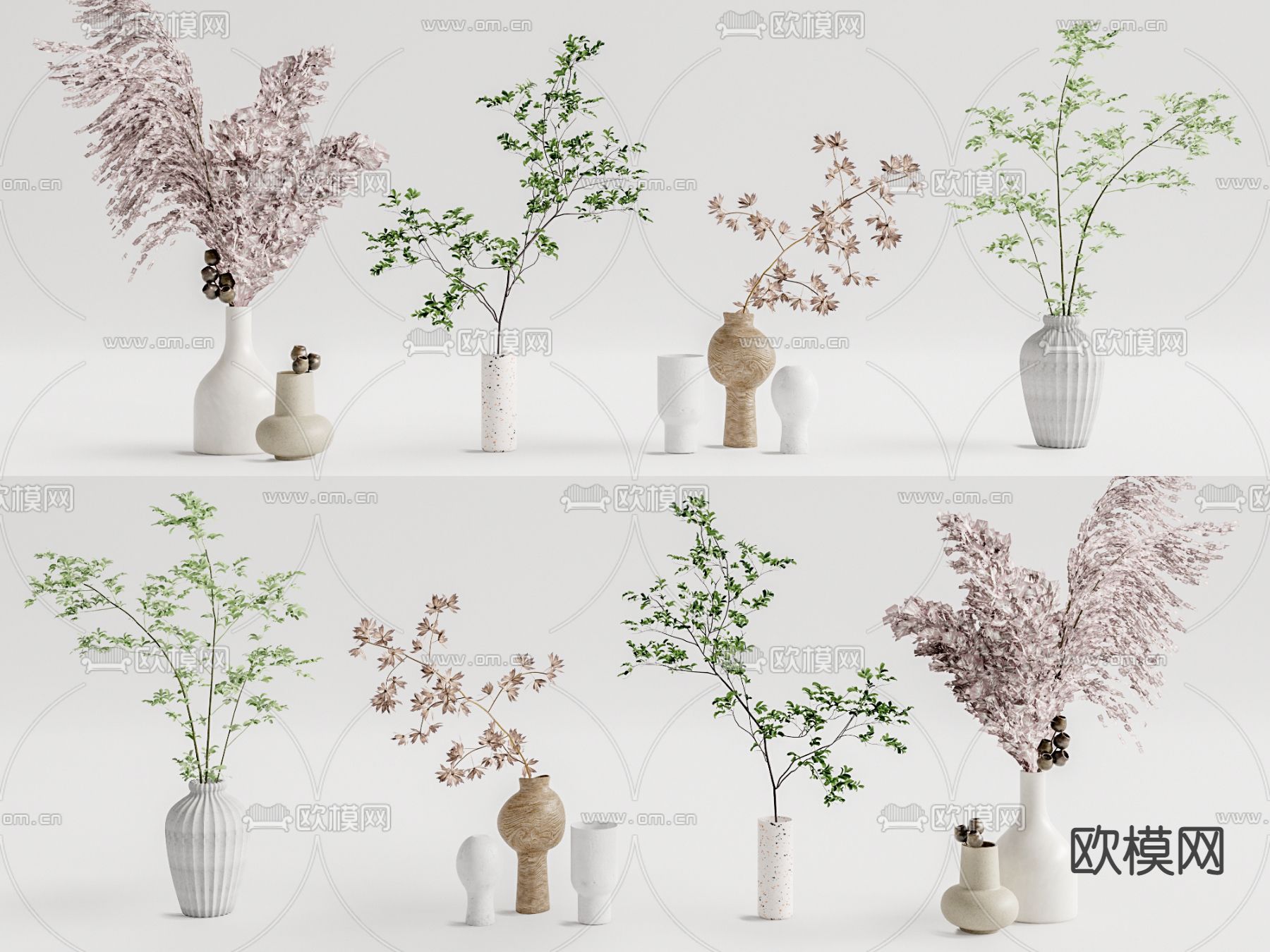 现代绿植花瓶su模型