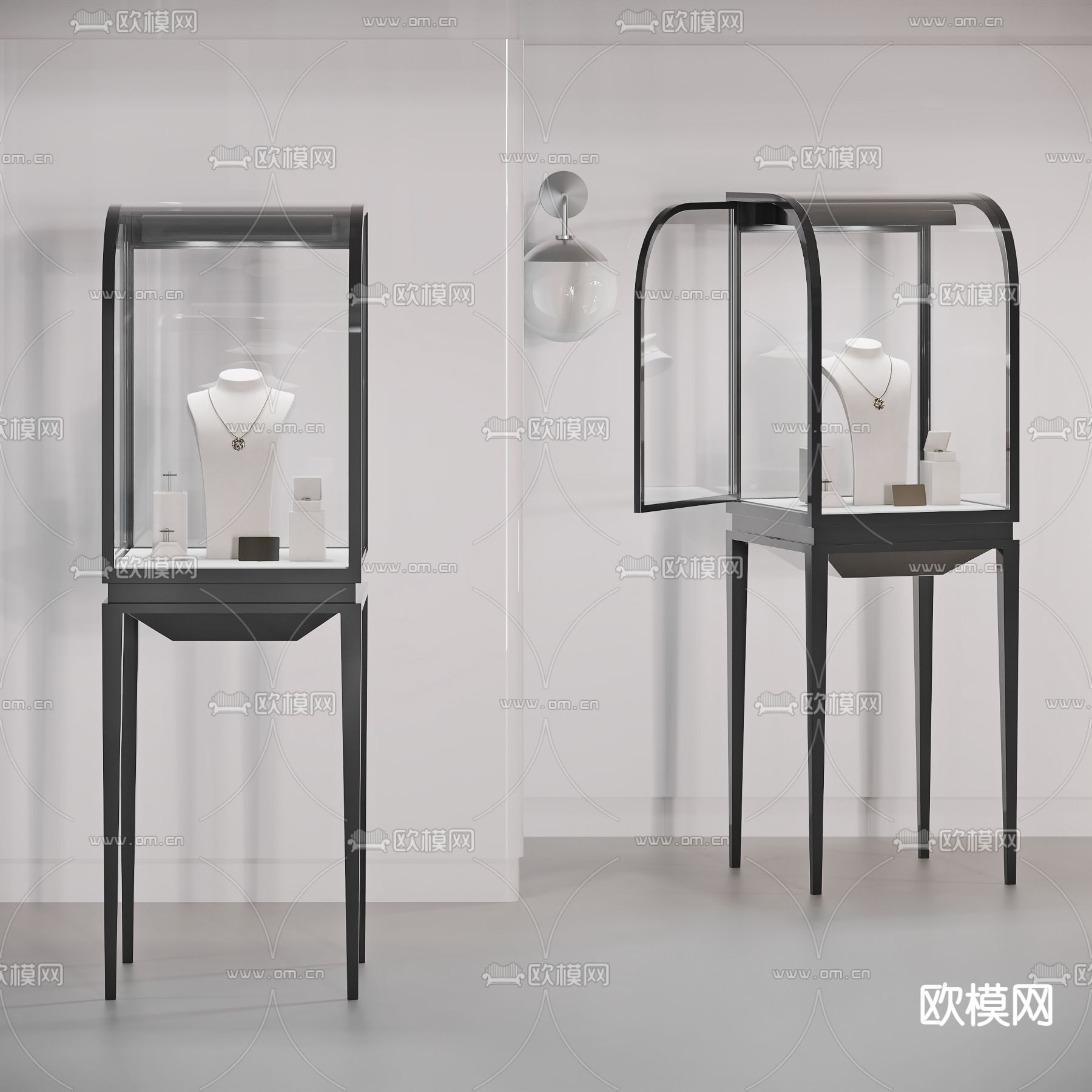 现代珠宝店玻璃展柜3d模型