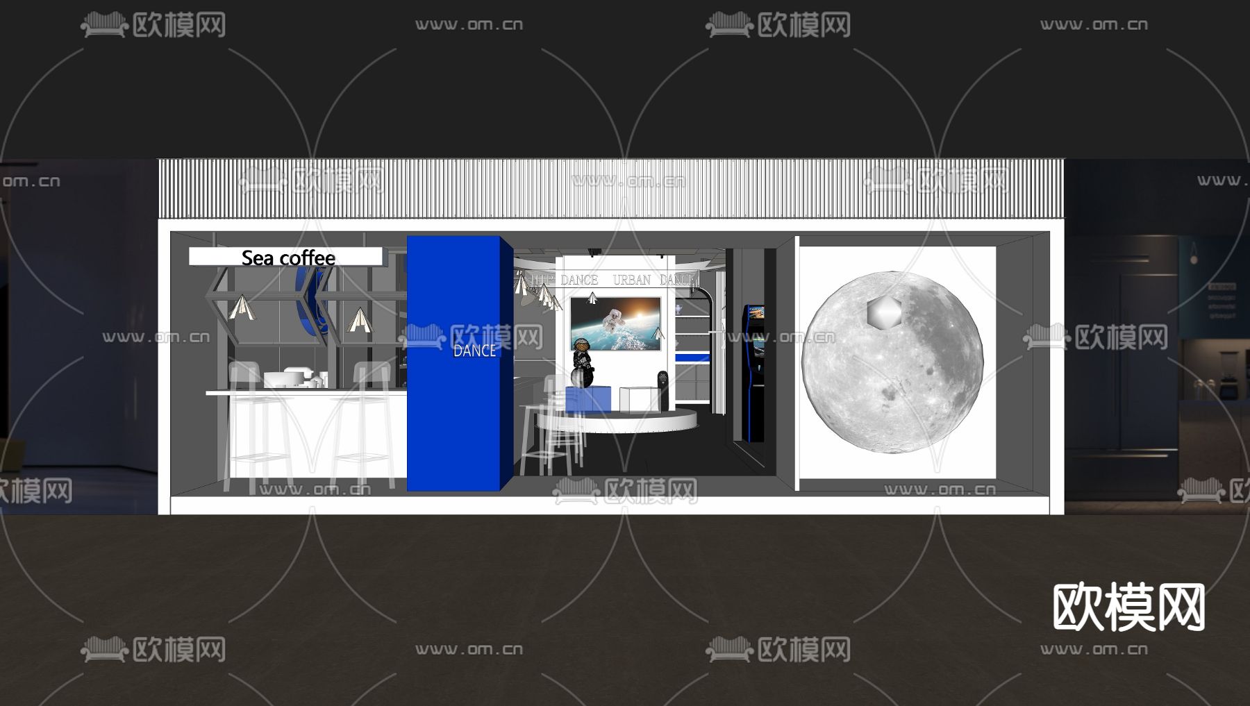 工业风咖啡店su模型下载（渲染图6）