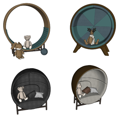  现代儿童座椅su模型 