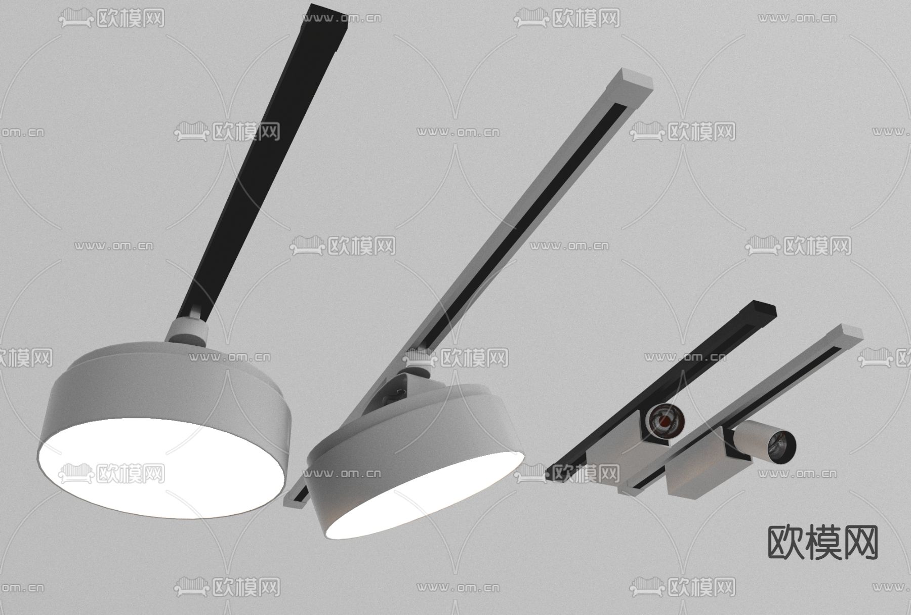 现代滑轨筒灯免费3d模型下载