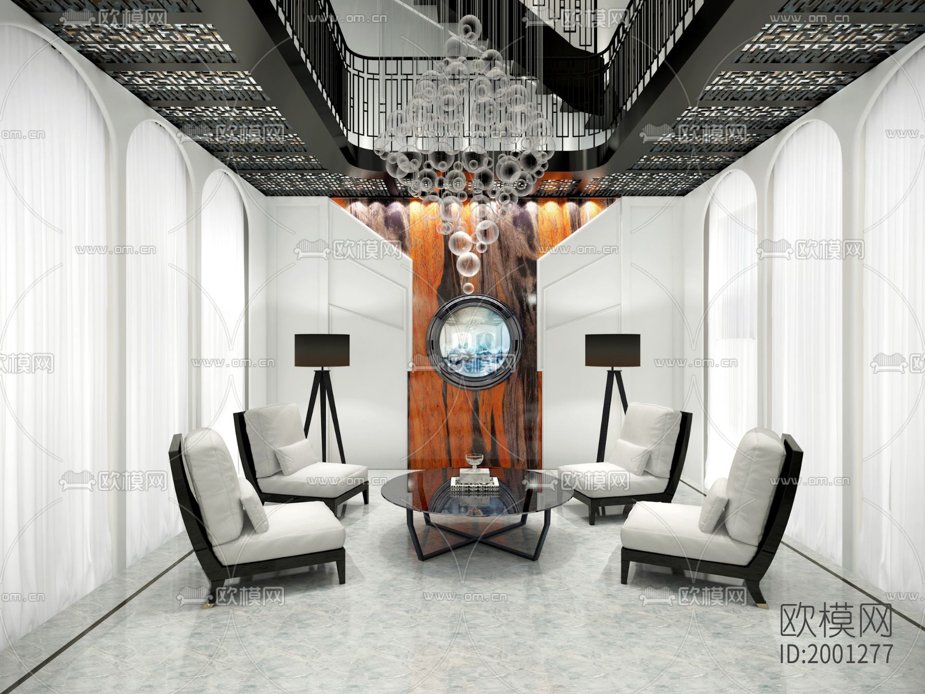 三层高端别墅cad施工图下载（渲染图9）