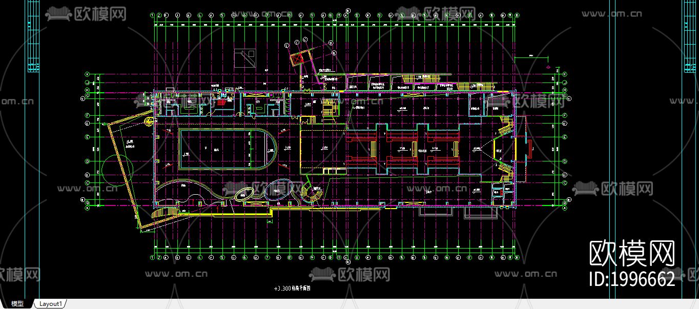 体育会所cad施工图下载（渲染图2）