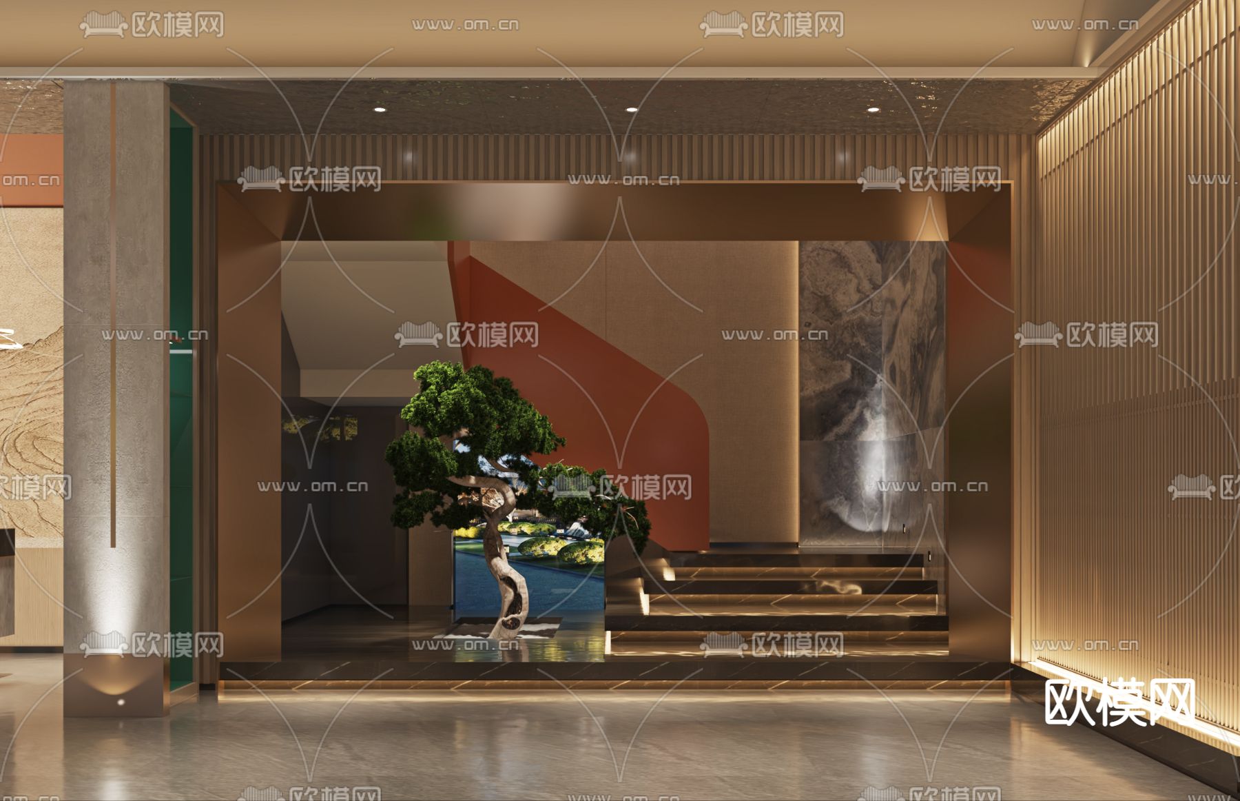 新中式茶馆接待大厅3d模型下载（渲染图6）