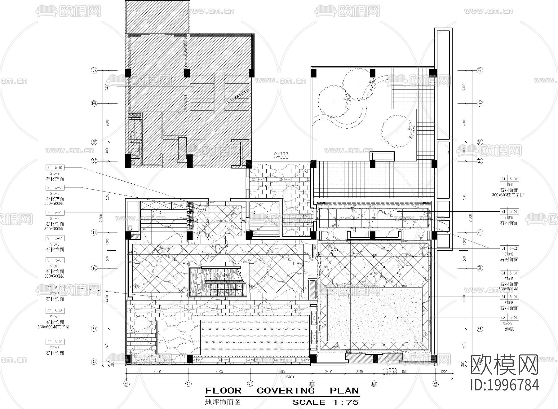 总统套房cad施工图下载（渲染图3）
