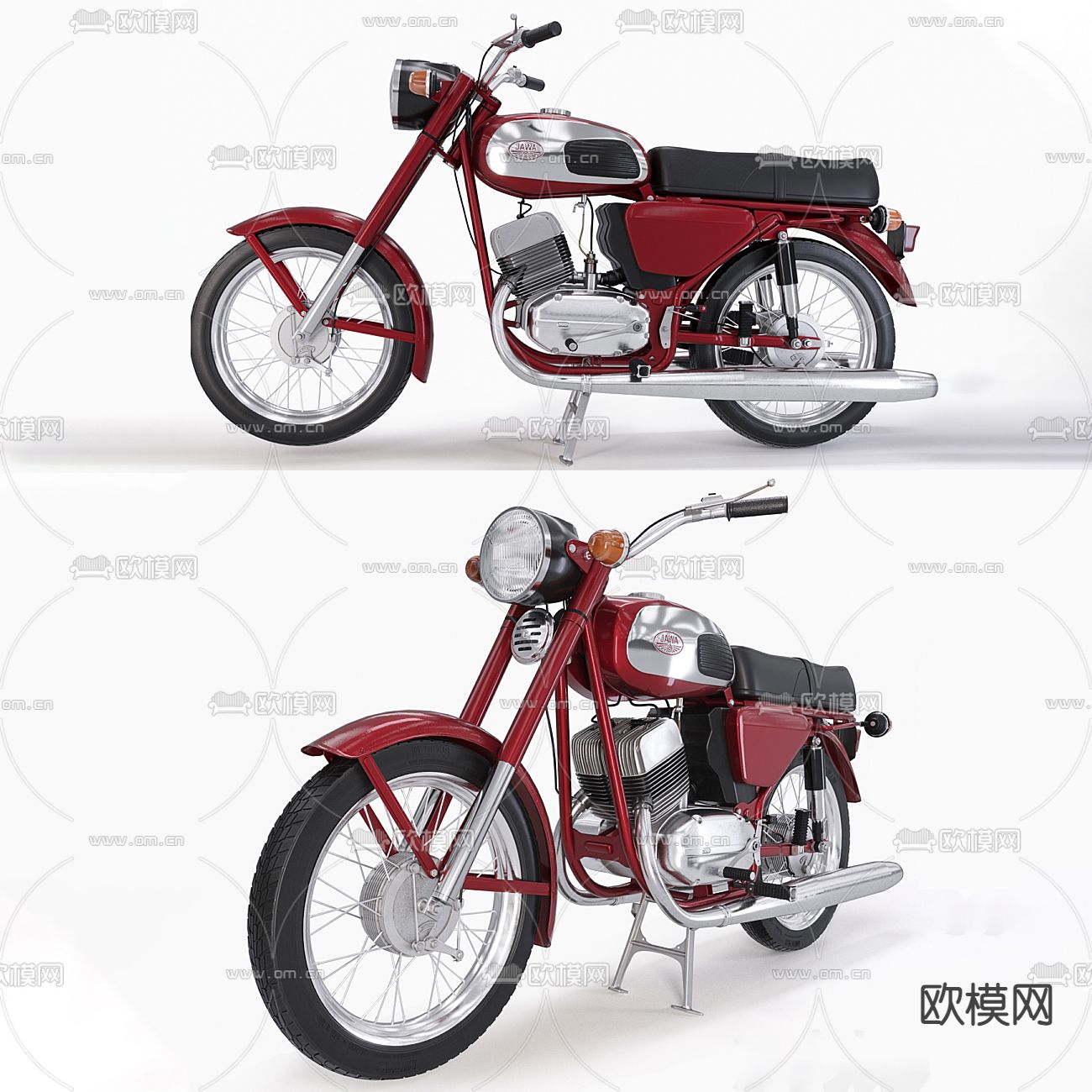 现代复古摩托车3d模型