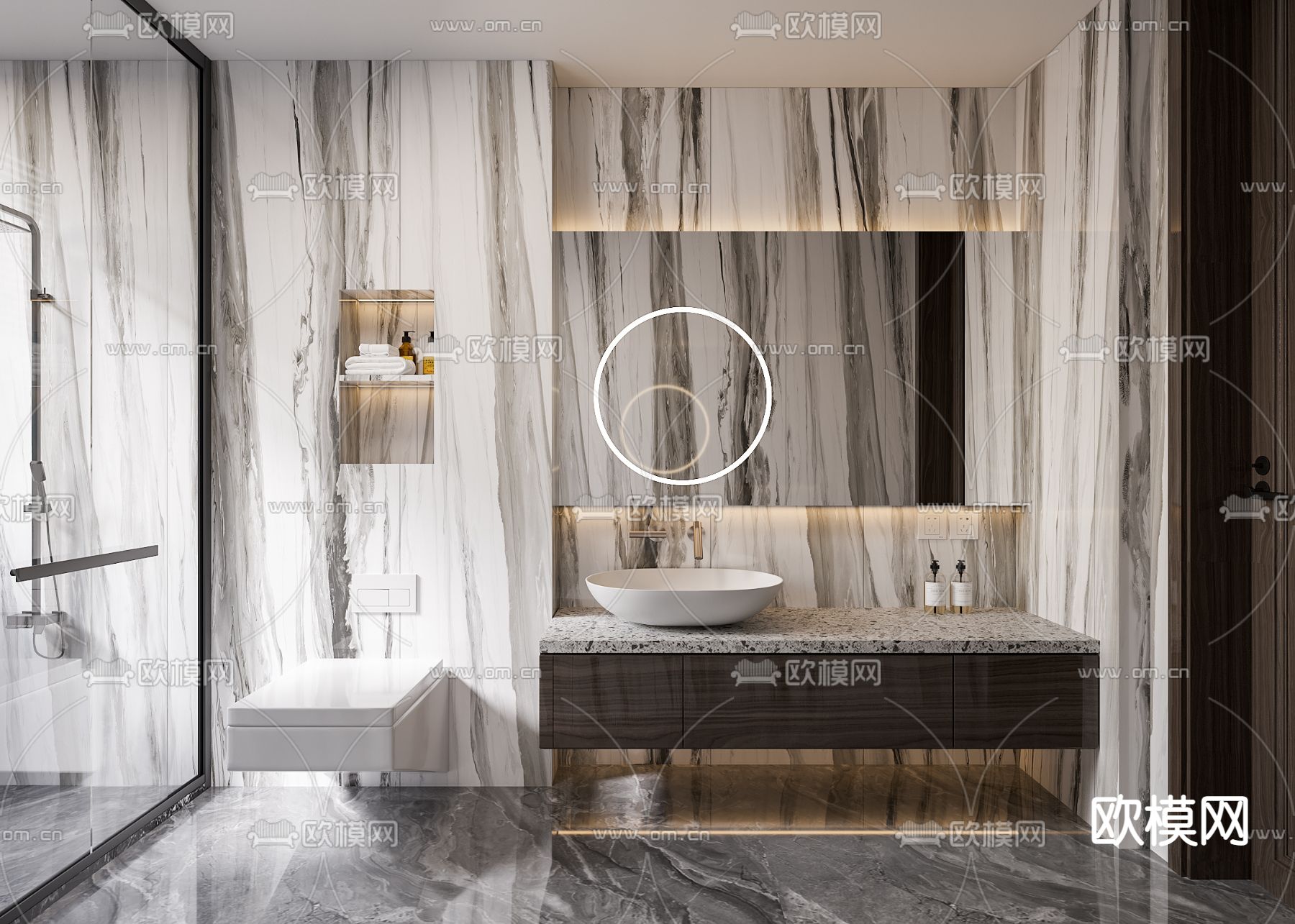 现代轻奢卫生间3d模型下载（渲染图1）