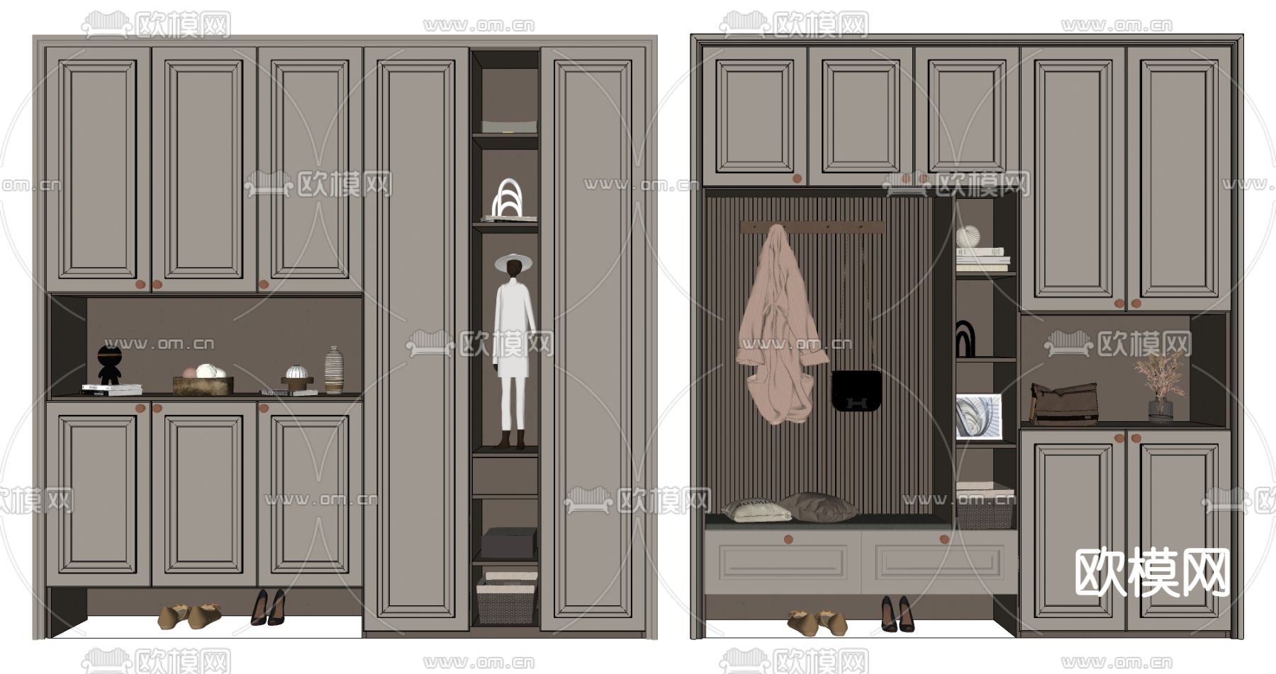 欧式玄关鞋柜su模型下载（渲染图2）