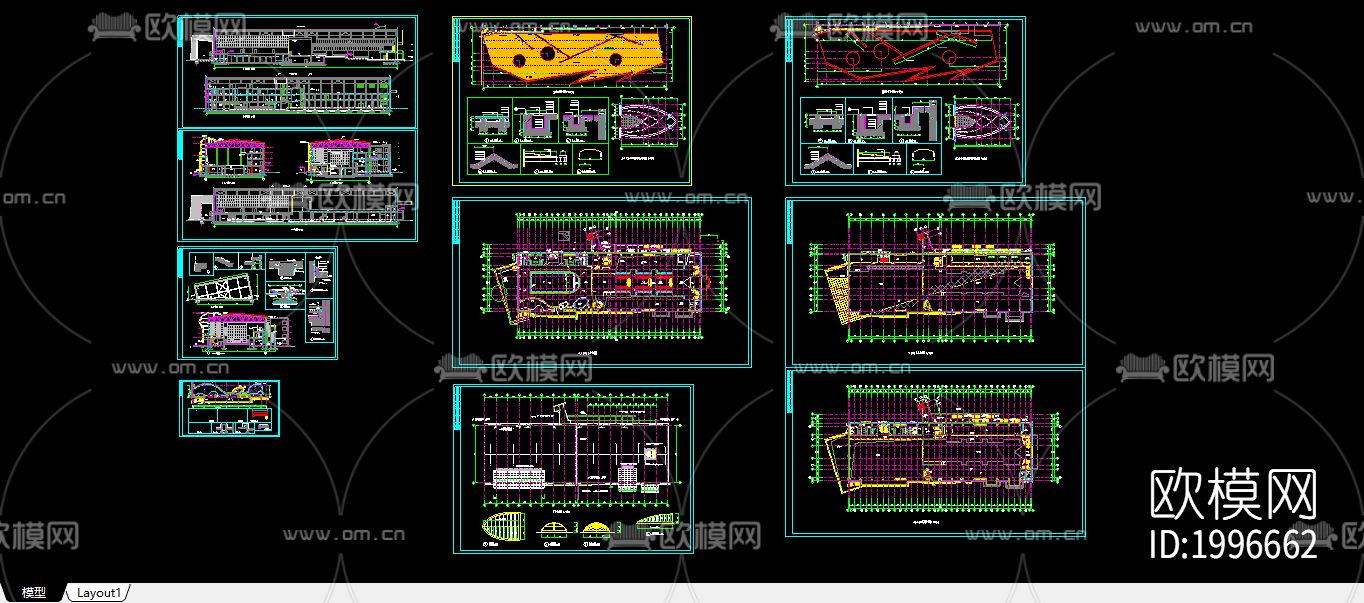 体育会所cad施工图下载（渲染图1）