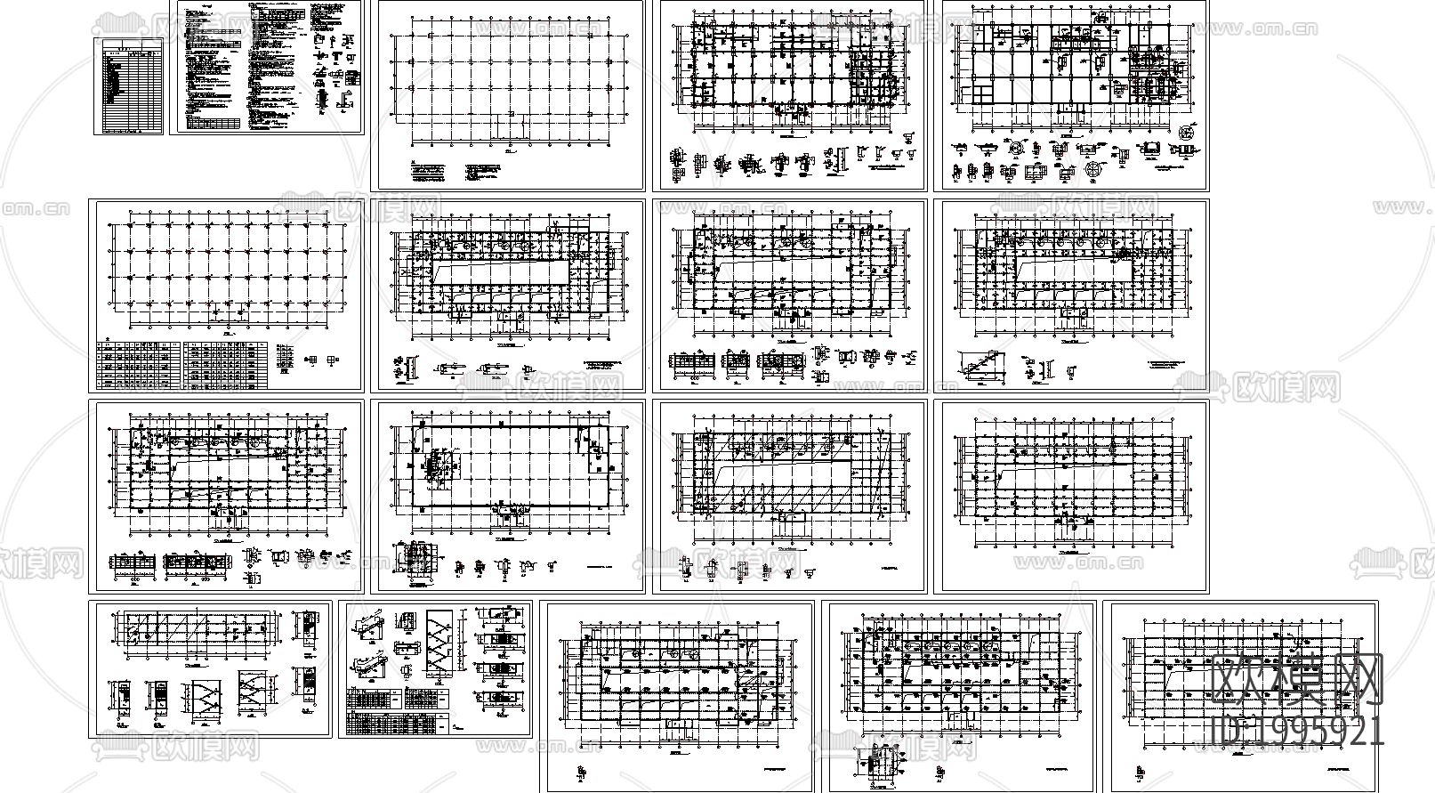 办公楼结构cad施工图下载（渲染图1）