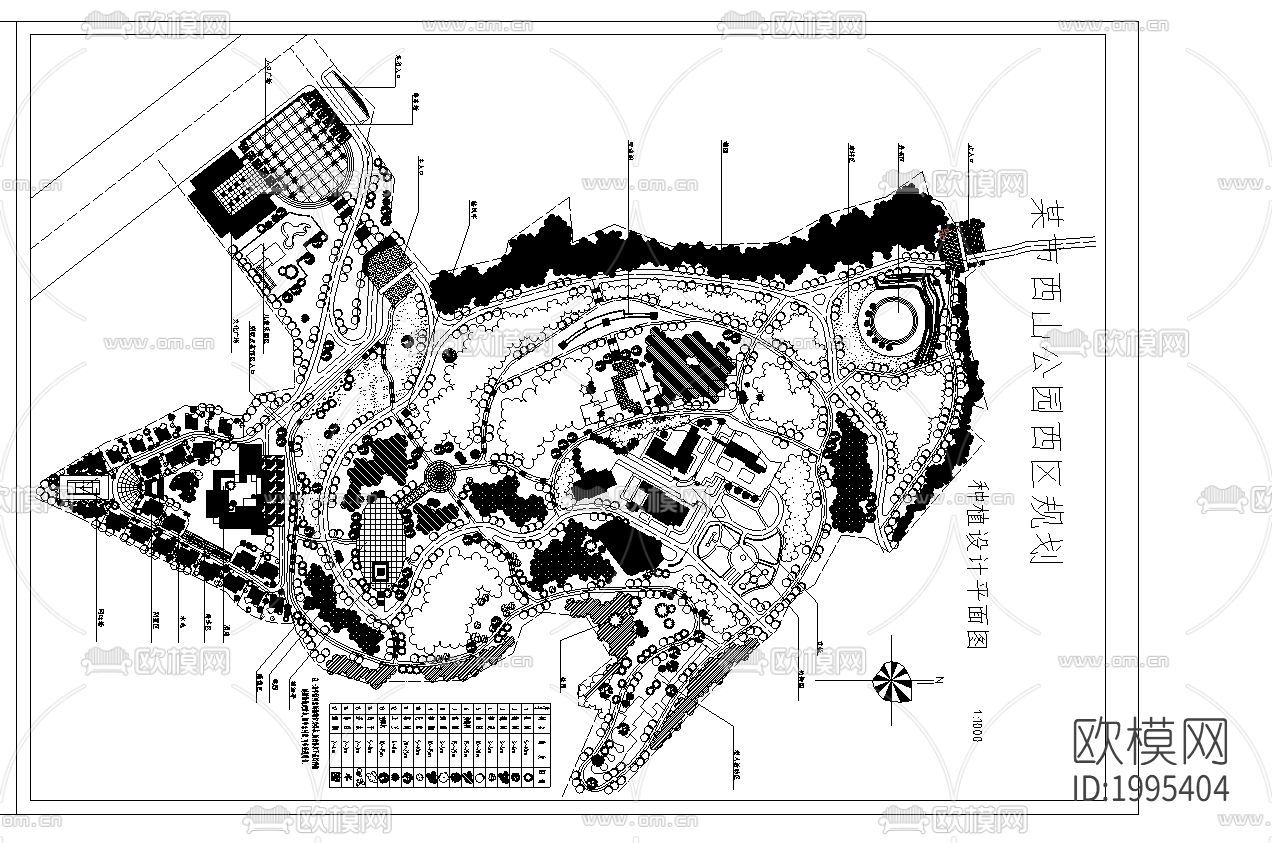 西山公园西区cad施工图下载（渲染图1）
