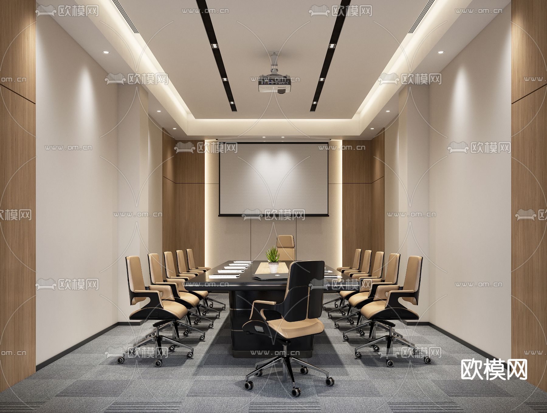 现代会议室3d模型下载
