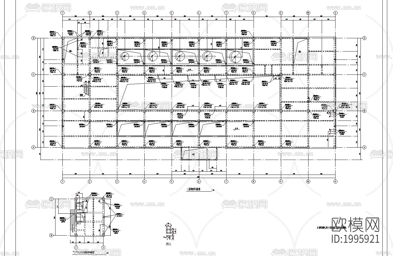办公楼结构cad施工图下载（渲染图4）