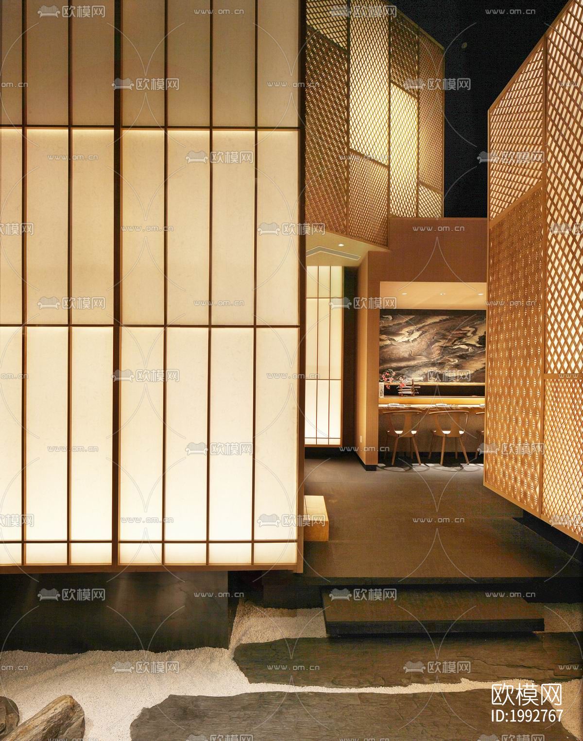 成都大德餐厅日式料理cad施工图下载（渲染图3）