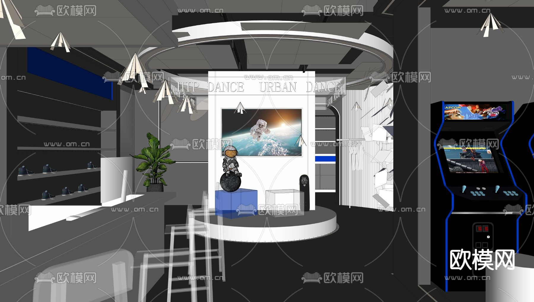 工业风咖啡店su模型下载（渲染图5）