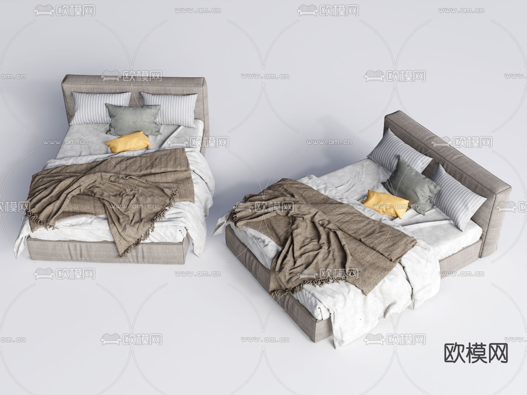 现代儿童床su模型下载（渲染图1）