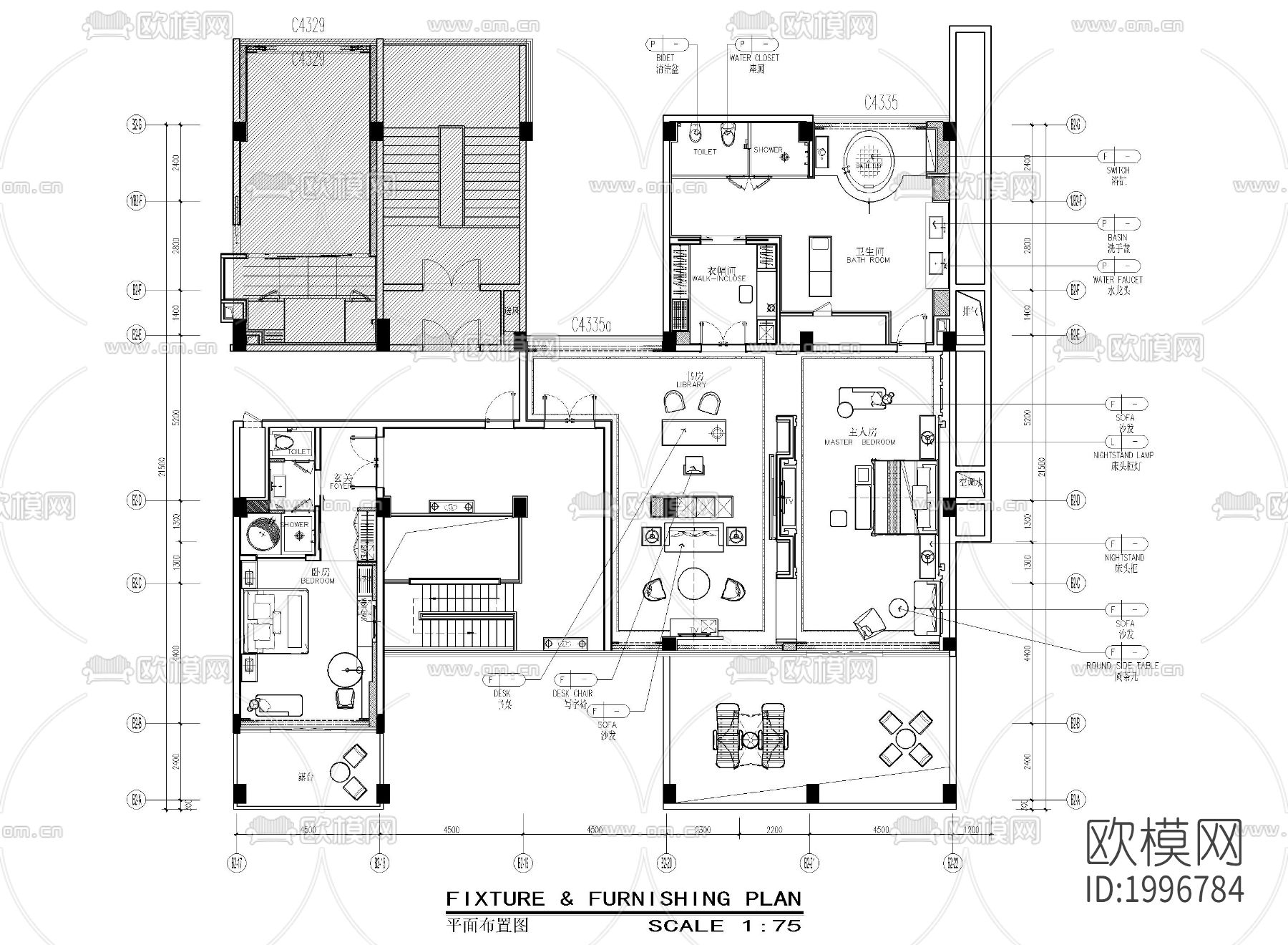 总统套房cad施工图下载（渲染图2）