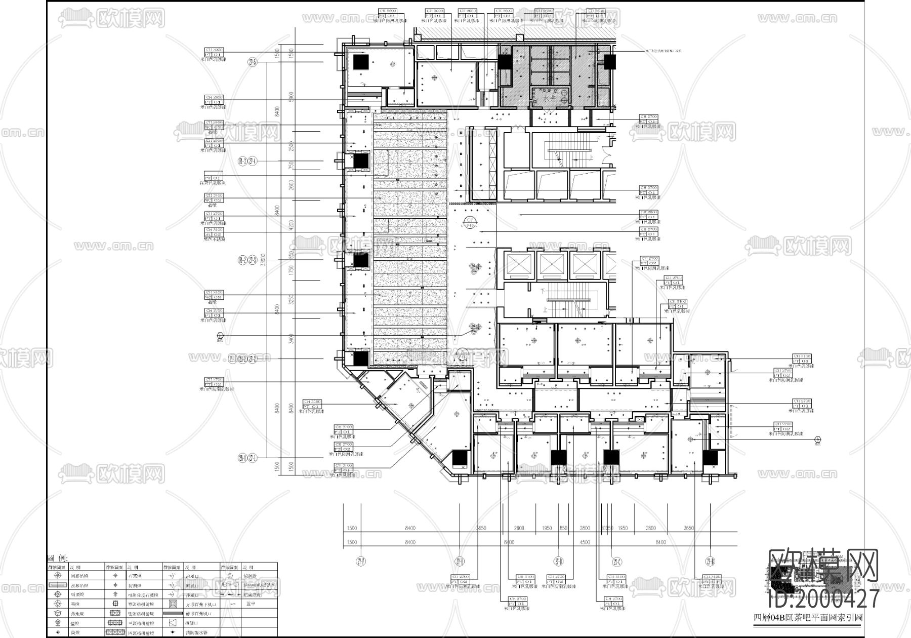 700㎡茶楼棋牌室cad施工图下载（渲染图2）