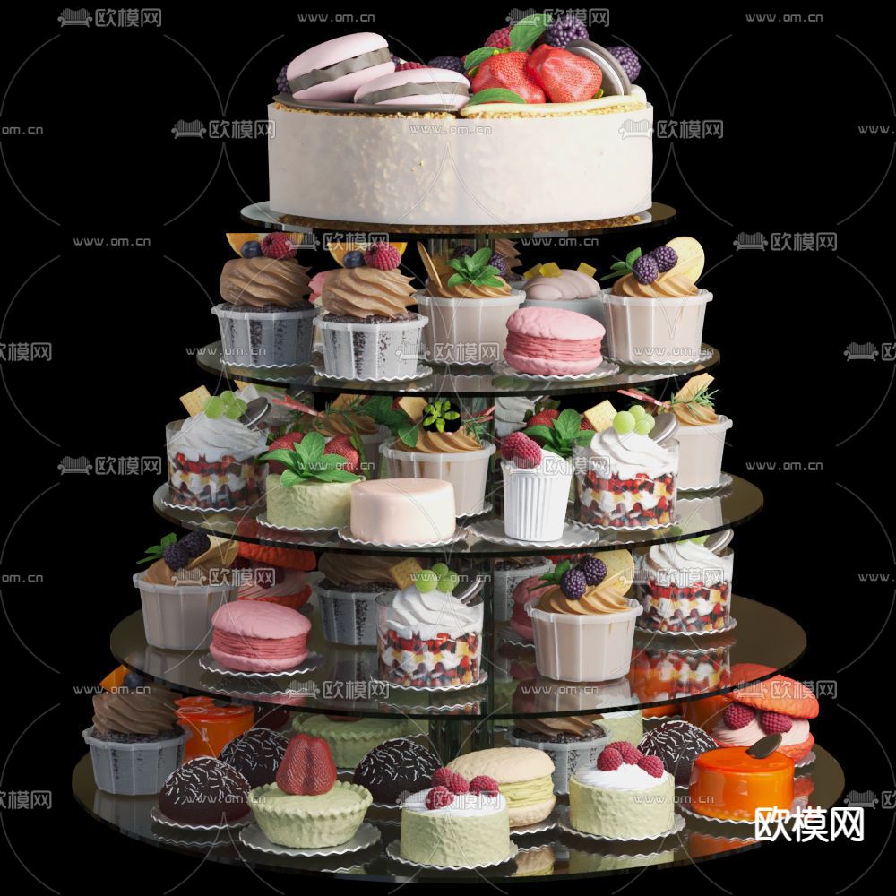 现代蛋糕甜品3d模型下载