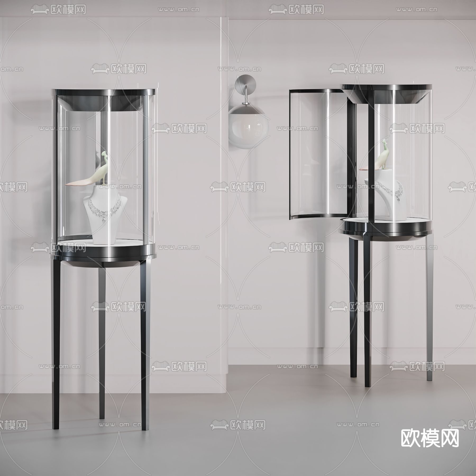 现代珠宝店玻璃展柜3d模型