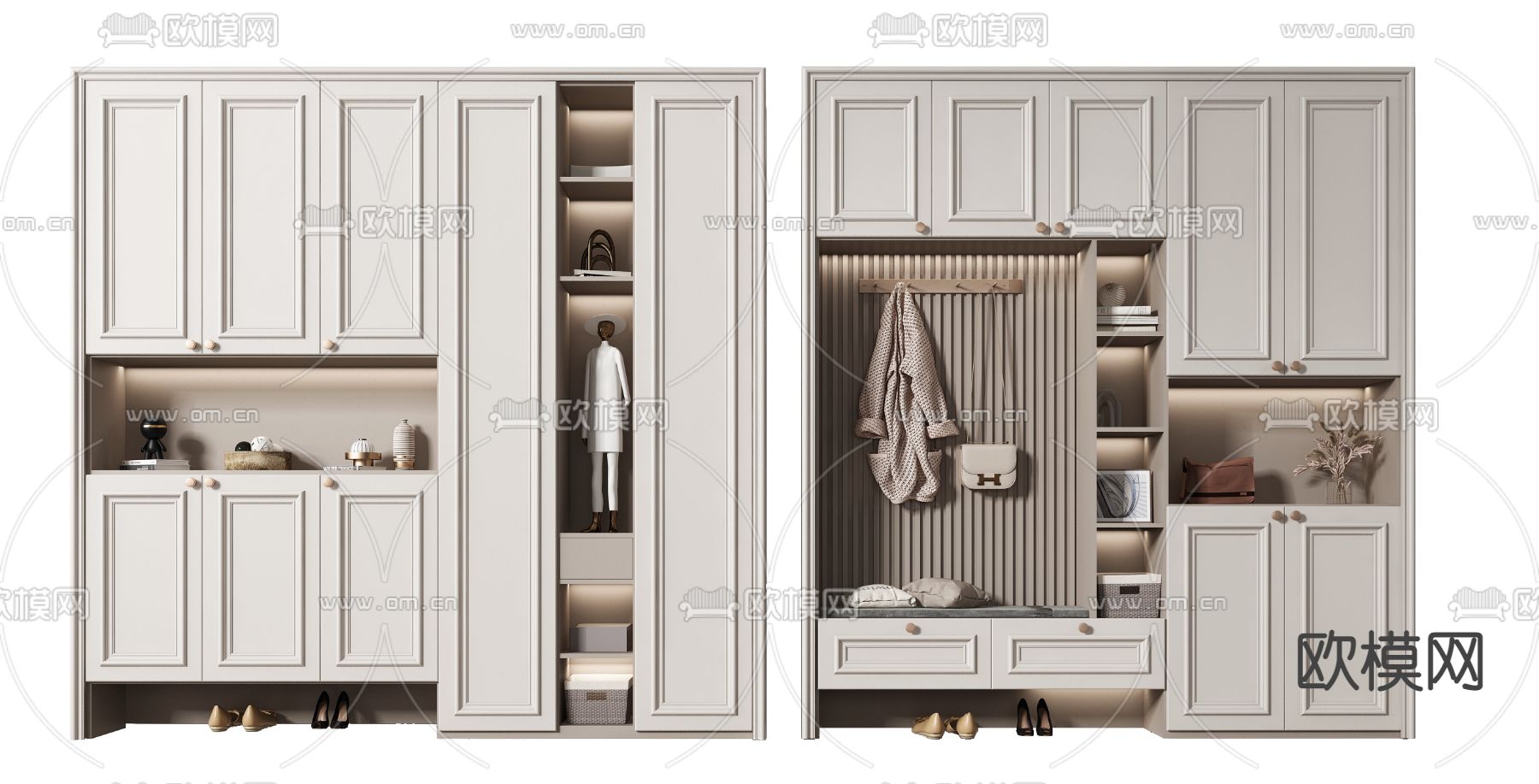 欧式玄关鞋柜su模型下载（渲染图1）